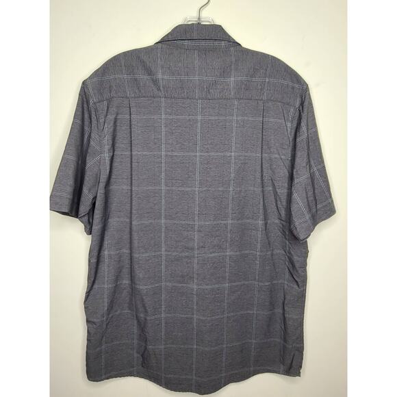 Travis Mathew grey teal plaid short sleeve button down shirt - large - Picture 4 of 5